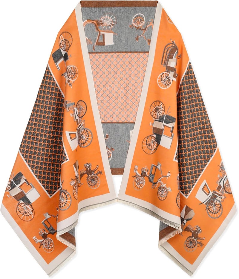 EXTREE Scarfs for Women Pashmina Silky Shawl Wrap for Evening Dressing Blanket Open Front Poncho Cape - Image 1